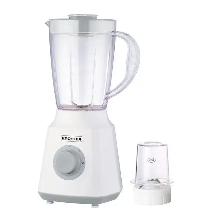 Mixeur – KROHLER – Blender 600W – Carafe en Plastic – 1.5 L – Blanc