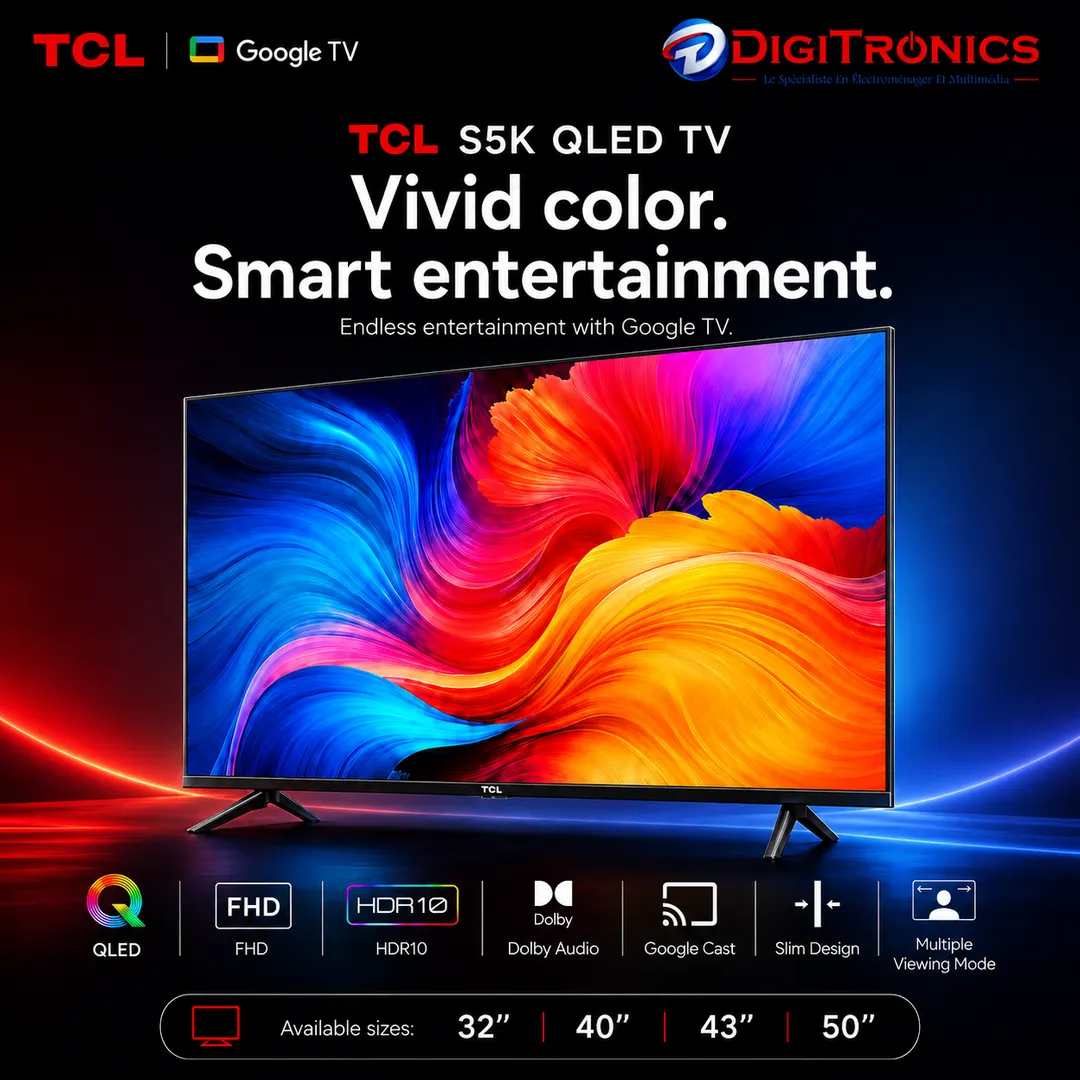 TV QLED TCL 40S5K – 40 pouces Full HD avec Google TV et Dolby Audio 4 TV QLED TCL 40S5K – 40 pouces Full HD avec Google TV et Dolby Audio – Image 4